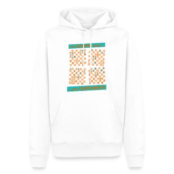 Die ORANGE Bewegung ... und CHECKMATE - Königin - Männer Premium Bio Hoodie - Weiß - Vorne - Nico (187cm)