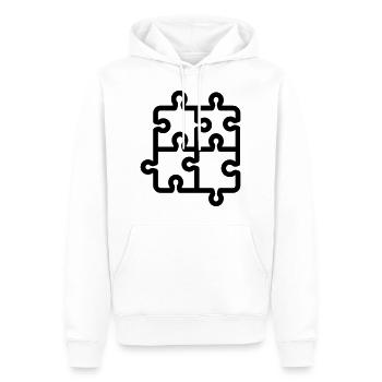 Puzzleteile - Männer Premium Bio Hoodie - Weiß - Vorne - Nico (187cm)