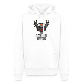 C'est l'heure de Shushi - Sweat à capuche Premium bio Homme - blanc - Devant - Nico (187cm)