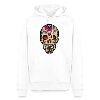 SUGAR SKULL TATTOO - Männer Premium Bio Hoodie - Weiß - Vorne - Nico (187cm)