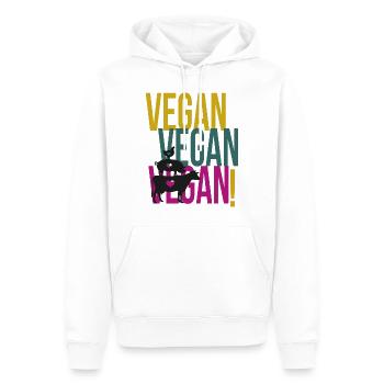 Vegan Vegan Vegan Rétro - Sweat à capuche Premium bio Homme - blanc - Devant - Nico (187cm)