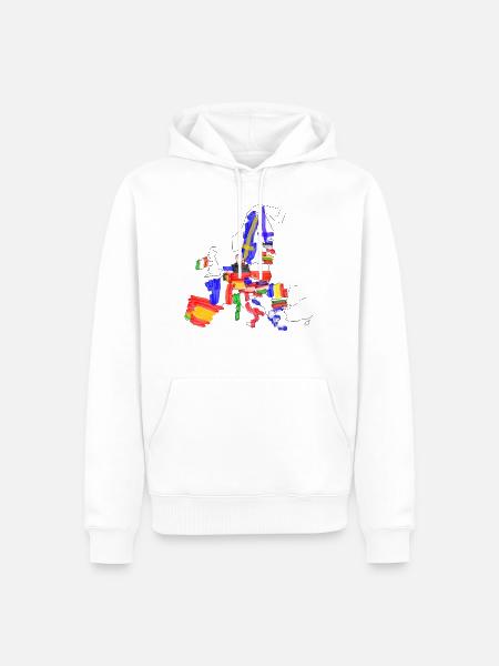 European Union with flags on the map - Men’s Premium Organic Hoodie - white