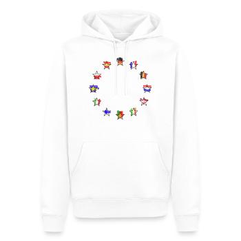 Drapeau européen avec pays aquarelles - Sweat à capuche Premium bio Homme - blanc - Devant - Nico (187cm)