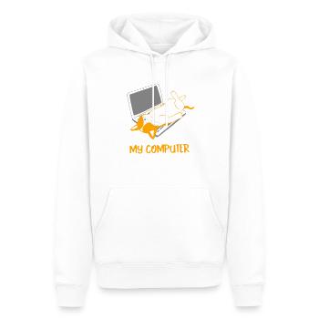 Chat couché sur un cadeau d'ordinateur portable - Sweat à capuche Premium bio Homme - blanc - Devant - Nico (187cm)