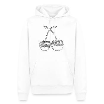 Art de lin hachuré deux cerises - Sweat à capuche Premium bio Homme - blanc - Devant - Nico (187cm)