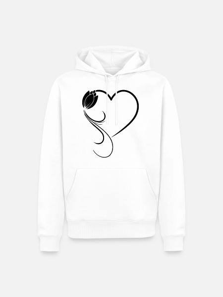 Heart flower tulip frame - Men’s Premium Organic Hoodie - white