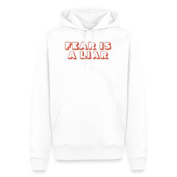 Angst ist ein Lügner - Christliche Zitate - Männer Premium Bio Hoodie - Weiß - Vorne - Nico (187cm)