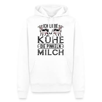 Landwirtin Spruch Lustig Bäuerin Milch Kühe - Männer Premium Bio Hoodie - Weiß - Vorne - Nico (187cm)