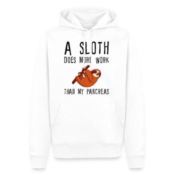 A Sloth Does More Work Than My Pancreas - Men’s Premium Organic Hoodie - white - Front - Nico (187cm)
