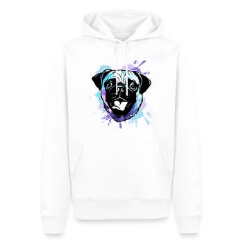 Chien carlin - Sweat à capuche Premium bio Homme - blanc - Devant - Nico (187cm)
