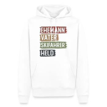 Ehemann, Vater, SkiFahrer, gehalten - - Männer Premium Bio Hoodie - Weiß - Vorne - Nico (187cm)