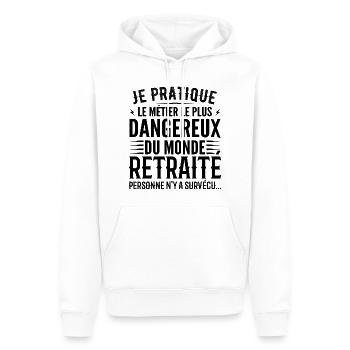 Le métier le plus dangereux du monde retraite - Sweat à capuche Premium bio Homme - blanc - Devant - Nico (187cm)