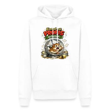Einmal ohne Idioten / Einmal mit Profis war früher - Männer Premium Bio Hoodie - Weiß - Vorne - Nico (187cm)