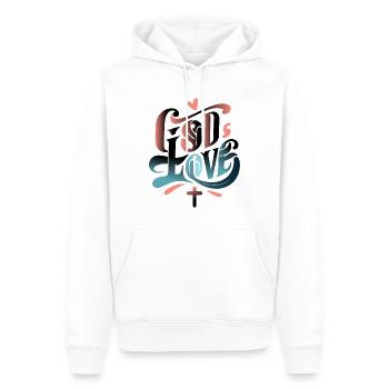GOD & LOVE | Christliches Design - Männer Premium Bio Hoodie - Weiß - Vorne - Nico (187cm)