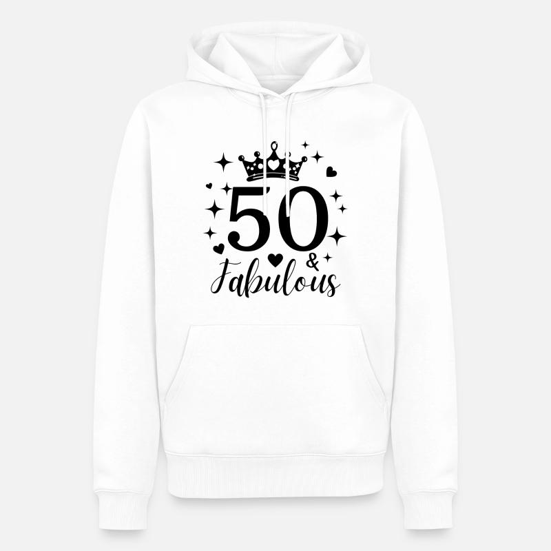 50e anniversaire. Fabuleux 50 - Sweat à capuche Premium bio Homme - blanc