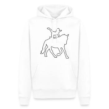 Pferdeperformance Pferdegymnastik Damen - Männer Premium Bio Hoodie - Weiß - Vorne - Nico (187cm)