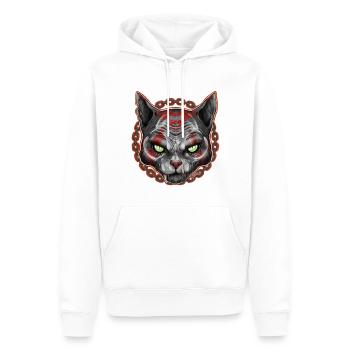 CHARIVARI Alley Katze V1 - Totenkopf - Männer Premium Bio Hoodie - Weiß - Vorne - Nico (187cm)