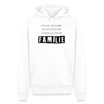 Alles was ich braucht ist meine FAMILIE - Männer Premium Bio Hoodie - Weiß - Vorne - Nico (187cm)