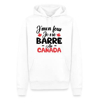 J'men fous je me barre au canada - Sweat à capuche Premium bio Homme - blanc - Devant - Nico (187cm)