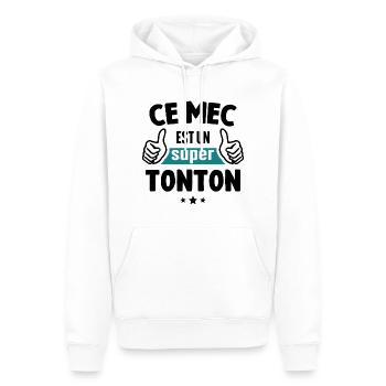 Ce Mec Est Un Super Tonton - Sweat à capuche Premium bio Homme - blanc - Devant - Nico (187cm)