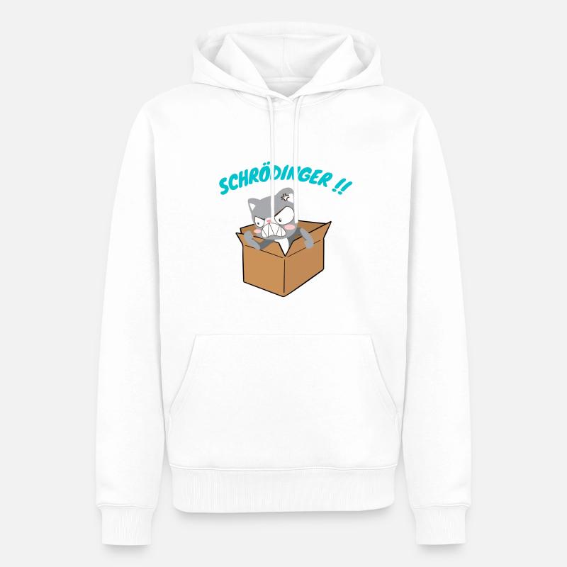 Le chat de schrödinger - Sweat à capuche Premium bio Homme - blanc