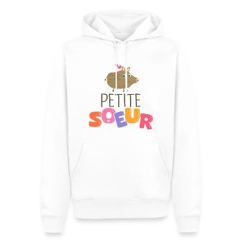 petite soeur cadeau famille chasseur sanglier - Sweat à capuche Premium bio Homme - blanc - Devant - Nico (187cm)