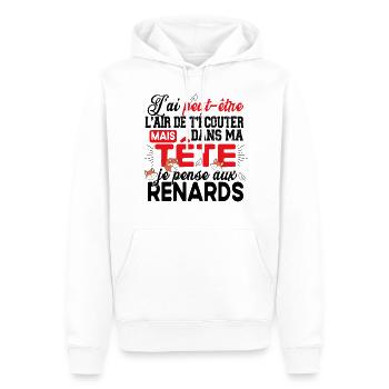 Renard Roux Animal Cadeau Humour Forêt Nature - Sweat à capuche Premium bio Homme - blanc - Devant - Nico (187cm)
