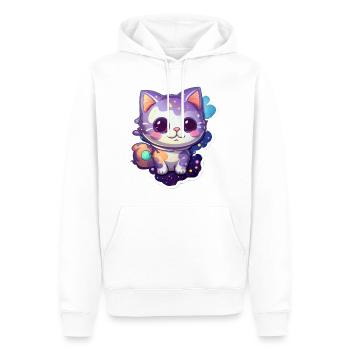 cute cartoonish kitty floating in space - Männer Premium Bio Hoodie - Weiß - Vorne - Nico (187cm)