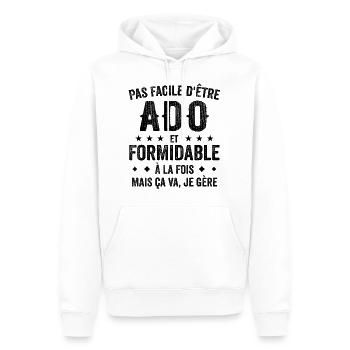 Design Drôle Stylé pour Adolescents Qui Assurent - Sweat à capuche Premium bio Homme - blanc - Devant - Nico (187cm)
