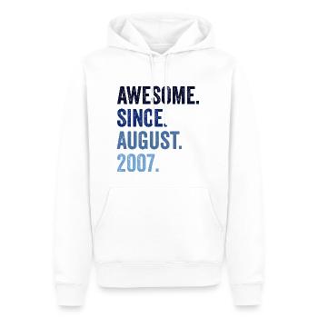 Génial depuis août 2007 15ème anniversaire - Sweat à capuche Premium bio Homme - blanc - Devant - Nico (187cm)