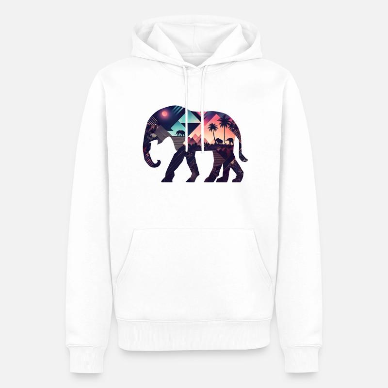 Le voyage de l’éléphant - Sweat à capuche Premium bio Homme - blanc