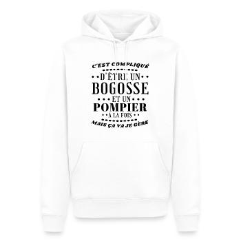 Bogosse pompier - Sweat à capuche Premium bio Homme - blanc - Devant - Nico (187cm)