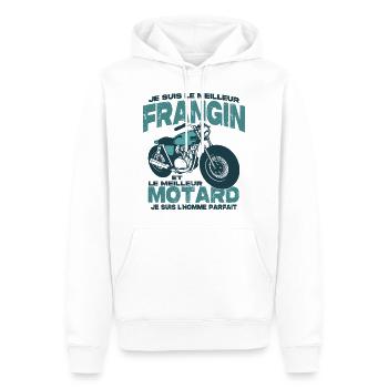 Le meilleur motard et le meilleur frangin - Sweat à capuche Premium bio Homme - blanc - Devant - Nico (187cm)