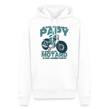 Le meilleur motard et le meilleur papy - Sweat à capuche Premium bio Homme - blanc - Devant - Nico (187cm)