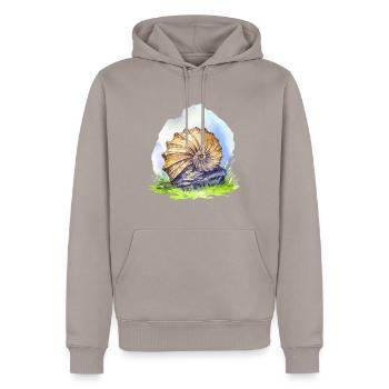 Fossil - Männer Premium Bio Hoodie - Taupe - Vorne - Nico (187cm)