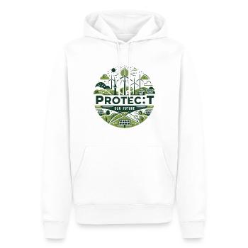 Protect Our Future Sustainability Art - Men’s Premium Organic Hoodie - white - Front - Nico (187cm)