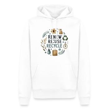 Renew Reuse Recycle Umweltkunst - Männer Premium Bio Hoodie - Weiß - Vorne - Nico (187cm)