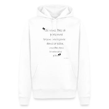 Cherchez la Pièce Qui Vous Élève - Sweat à capuche Premium bio Homme - blanc - Devant - Nico (187cm)