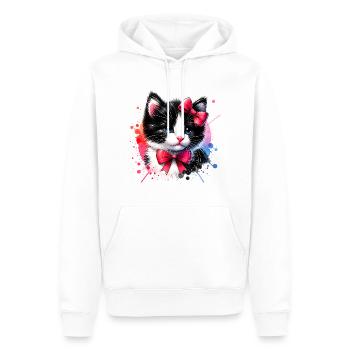 Katze Katzen Motiv Kunst Cat Design Kätzchen Miau - Männer Premium Bio Hoodie - Weiß - Vorne - Nico (187cm)