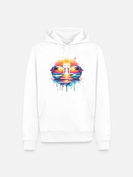 Urlaub Strand Meer Sonne Sonnenbrille - Männer Premium Bio Hoodie - Weiß
