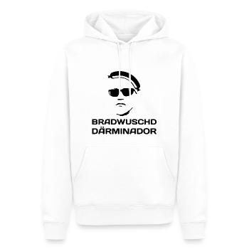 The Bradwuschd Därminador - Männer Premium Bio Hoodie - Weiß - Vorne - Nico (187cm)
