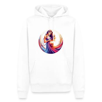 Glückliche und lachende schöne schwangere Frau - Männer Premium Bio Hoodie - Weiß - Vorne - Nico (187cm)