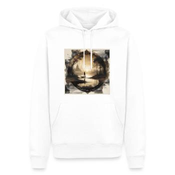 Paysage de rêve aux couleurs dorées - Sweat à capuche Premium bio Homme - blanc - Devant - Nico (187cm)