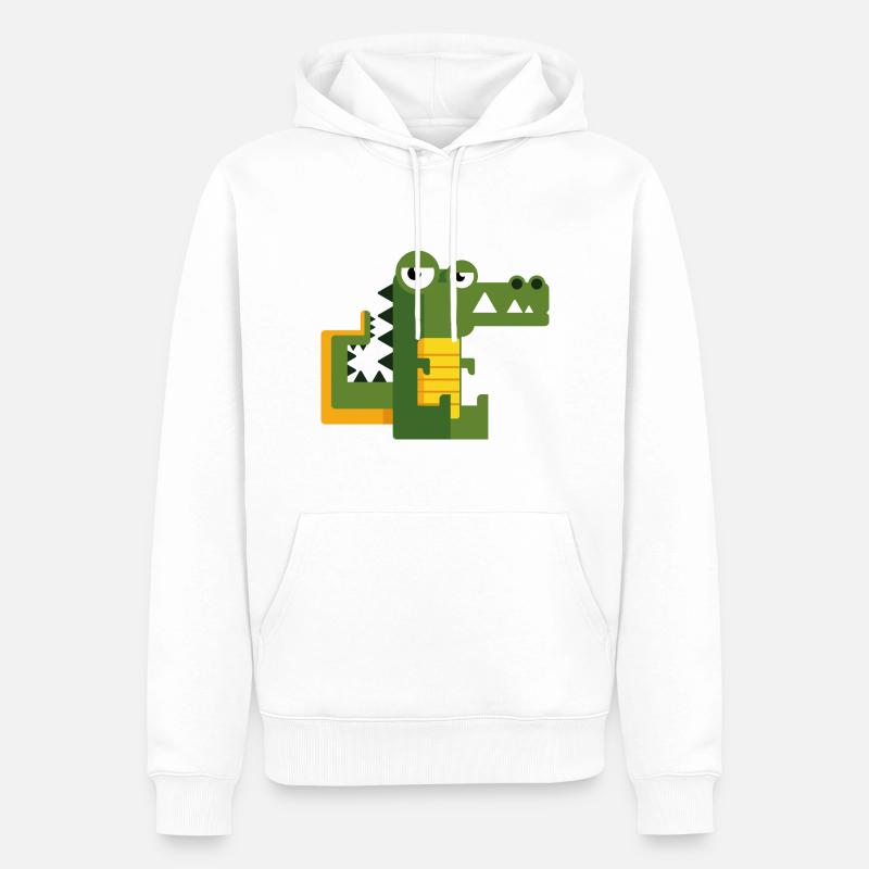 Geometry Crocodile - Sweat à capuche Premium bio Homme - blanc