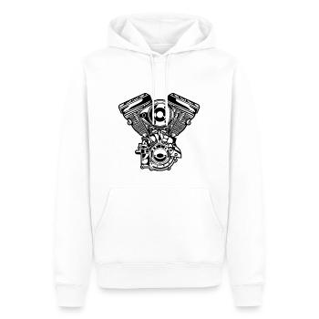 Moteur moto / Moteur 01_schwarz - Sweat à capuche Premium bio Homme - blanc - Devant - Nico (187cm)