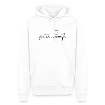 Love - Your Are Enough - Inspring - Men’s Premium Organic Hoodie - white - Front - Nico (187cm)