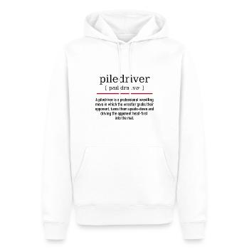 piledriver - spelling and description - Männer Premium Bio Hoodie - Weiß - Vorne - Nico (187cm)