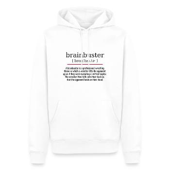 brainbuster - spelling and description - Männer Premium Bio Hoodie - Weiß - Vorne - Nico (187cm)