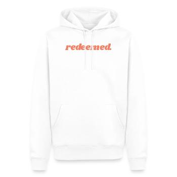 Racheté - Citation chrétienne - Sweat à capuche Premium bio Homme - blanc - Devant - Nico (187cm)