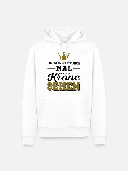 Krone - Männer Premium Bio Hoodie - Weiß